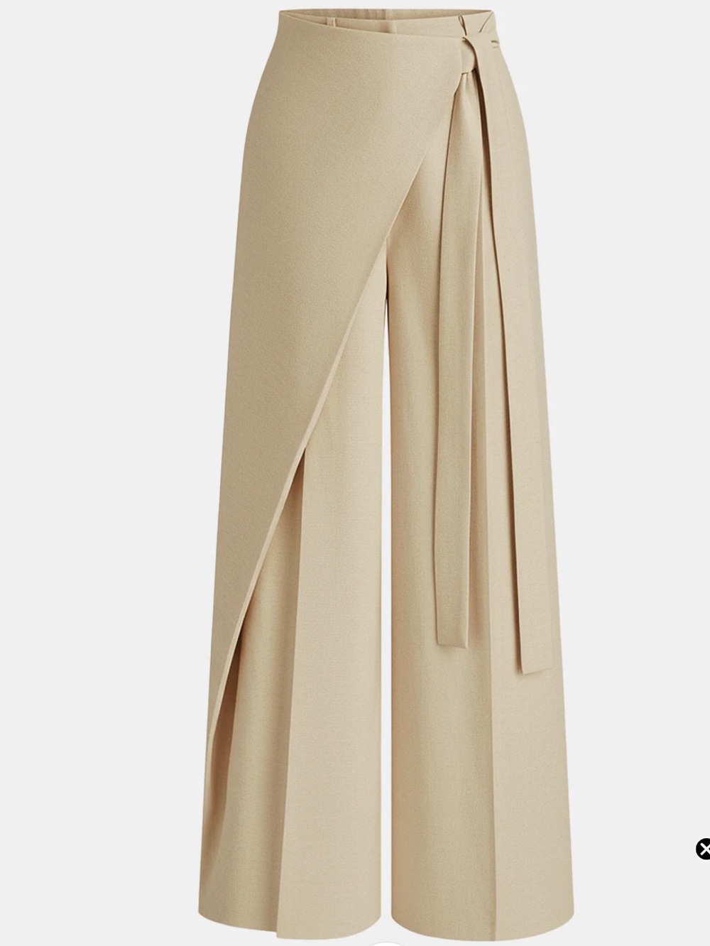 Commense Asymmetric Wrap Wide-Leg Khaki Pants Size L